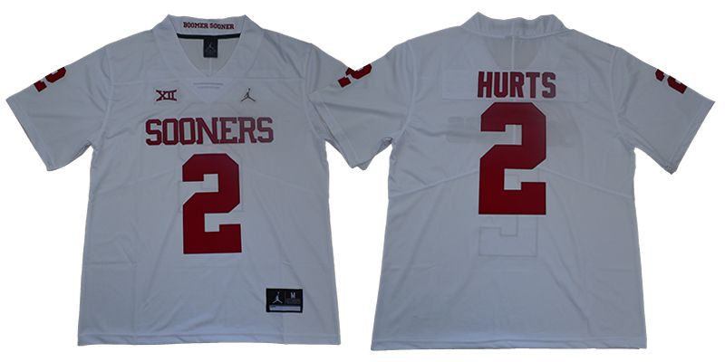 Men Oklahoma Sooners 2 Hurts Jordan White NCAA Jerseys